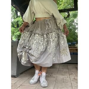 Custom made midi skirt peasant Reworked Boho princess vintage unique tutu art